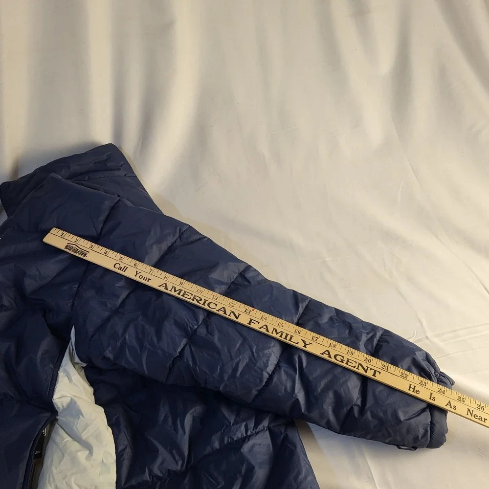 Vtg Starter Mens L Down Full Zip Winter Jacket Coat Navy White 2 Pockets